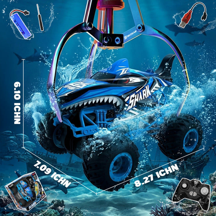 Bezgar 1:16 RC Shark Truck with 360° Spins, Light and Music