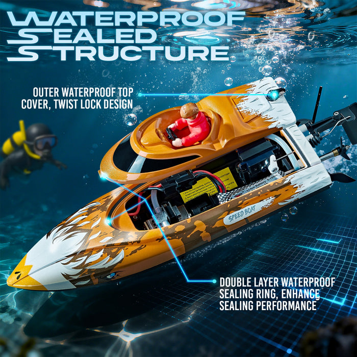 BEZGAR 12” Self-Righting 25 Km/h RC Boat for Kids & Adults