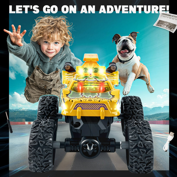 Bezgar Mini RC Monster Truck with Lights & 360° Spins