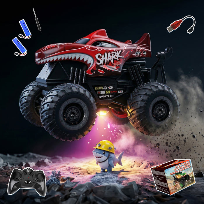 Bezgar RC Cars for Kids, RC Monster Trucks for Boys with LED Car Shell & Wheels, 360° Stunt and Music