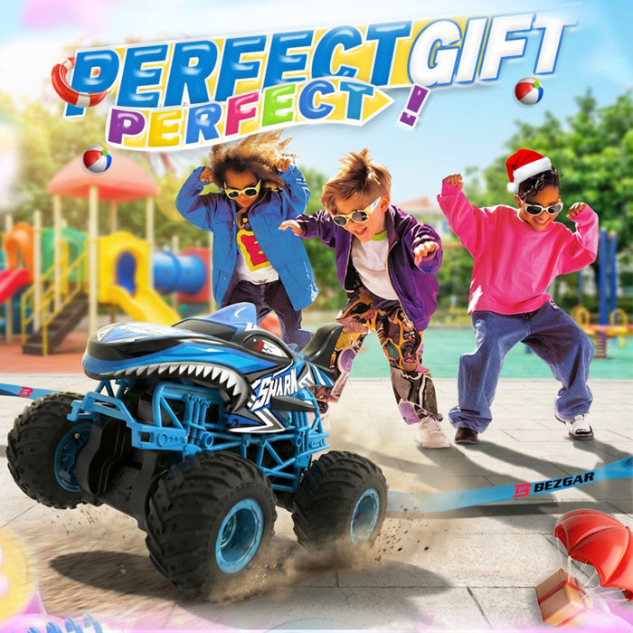 Bezgar 1:16 RC Shark Truck with 360° Spins, Light and Music