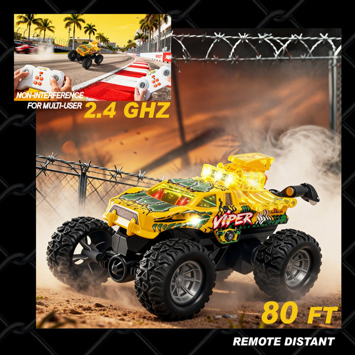 Bezgar Mini RC Monster Truck with Lights & 360° Spins