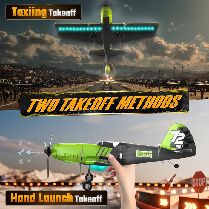 Bezgar RC Plane, 6-Axis Gyro Remote Control Airplane with LED Lights