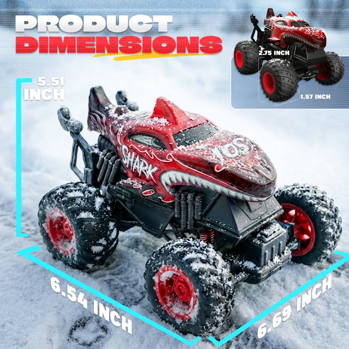 Bezgar RC Monster Truck, 1:20 RC Shark Truck with Lights, Music & 360° Spins