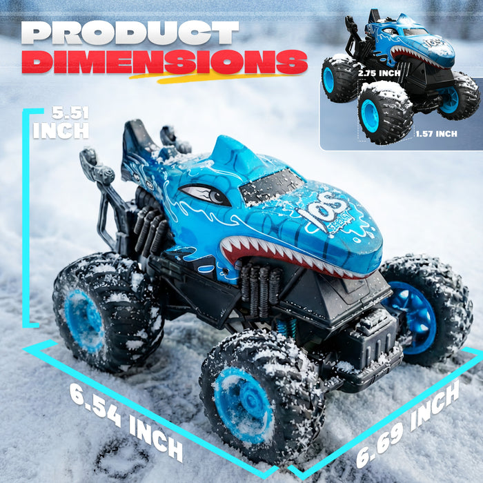 Bezgar Shark RC Car for Kids, RC Monster Truck for Boys with Lights & Music & 360° Stunt Spin