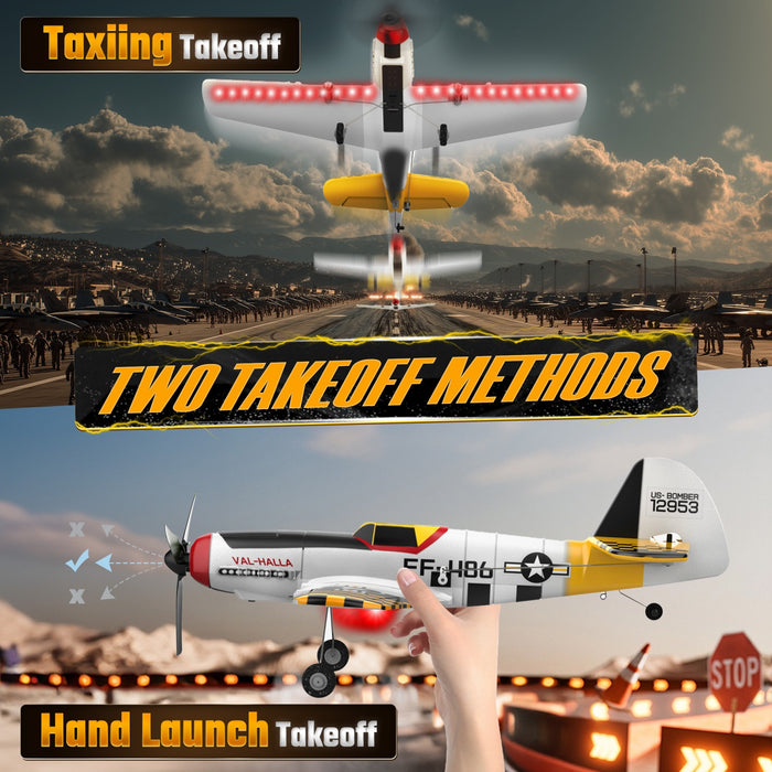 Bezgar RC Plane, 6-Axis Gyro Remote Control Airplane with LED Lights