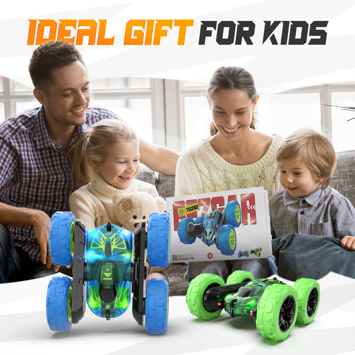 Bezgar RC Car for Kids, Double-Sided 360° Rotating RC Stunt Cars with Lights
