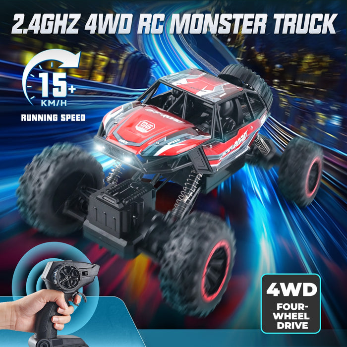 Bezgar Monster Truck, 1:12 RC Crawler with Lights for Kids & Adults
