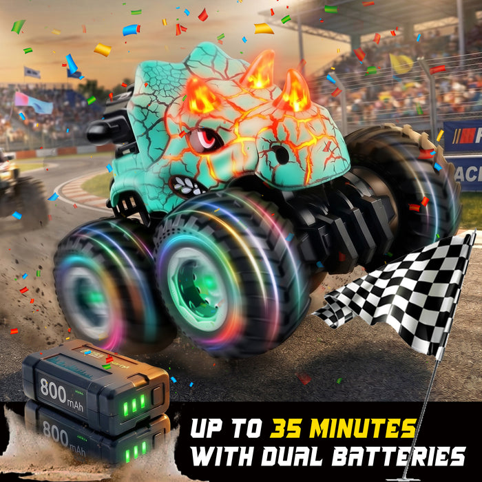 Bezgar RC Cars for Kids, RC Monster Trucks for Boys with Lights, Music & Spray