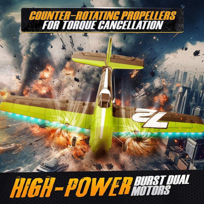 Bezgar RC Plane, 6-Axis Gyro Remote Control Airplane with LED Lights