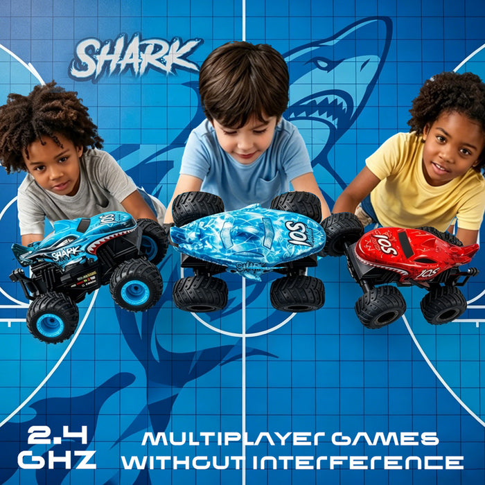 Bezgar Shark RC Car for Kids, RC Monster Truck for Boys with Lights & Music & 360° Stunt Spin