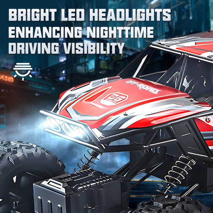 Bezgar Monster Truck, 1:12 RC Crawler with Lights for Kids & Adults