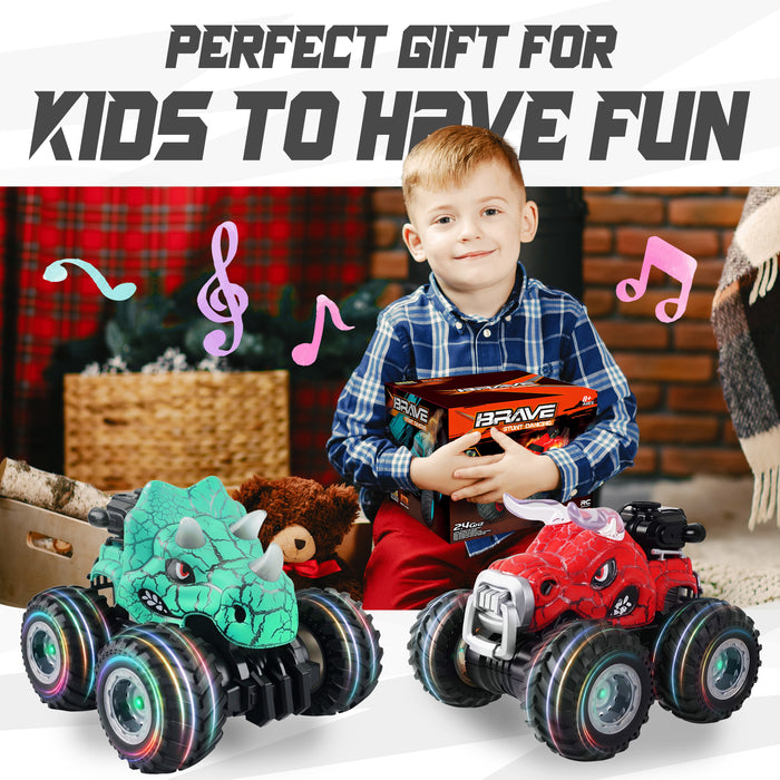 Bezgar RC Cars for Kids, RC Monster Trucks for Boys with Lights, Music & Spray