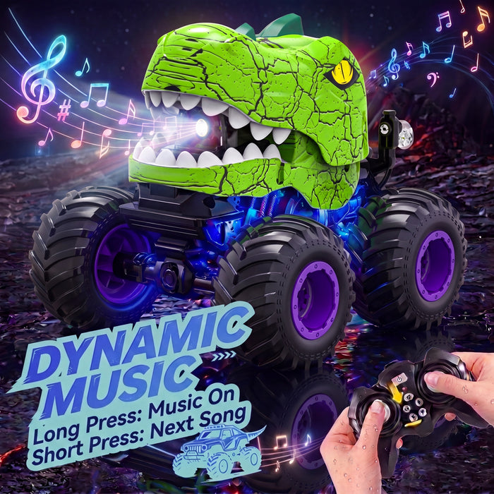 Bezgar RC Cars for Kids, 1:20 RC Stunt Cars with Lights, Music and Spray, Dinosaur Toys Gift Kids RC Car