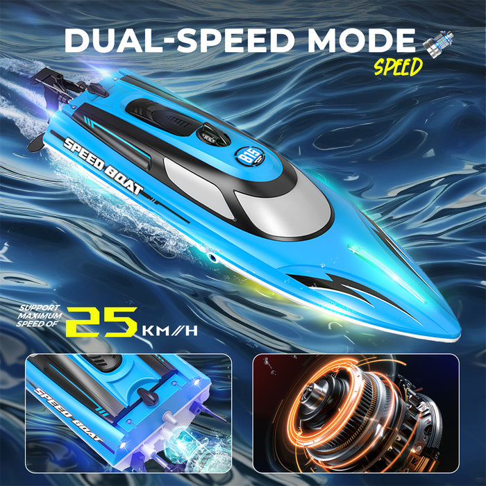 14 inch Remote Control Boat with LED for Kids and Adults (25 KM/H)