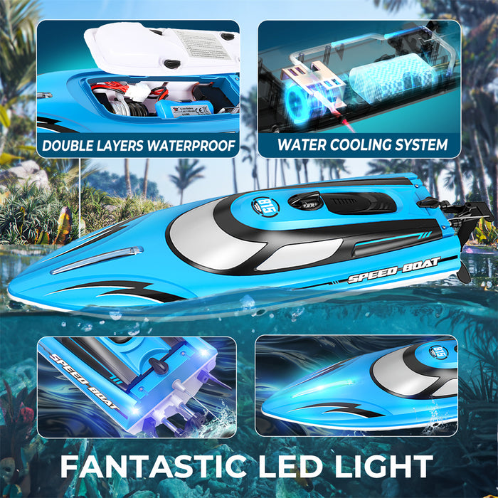 14 inch Remote Control Boat with LED for Kids and Adults (25 KM/H)