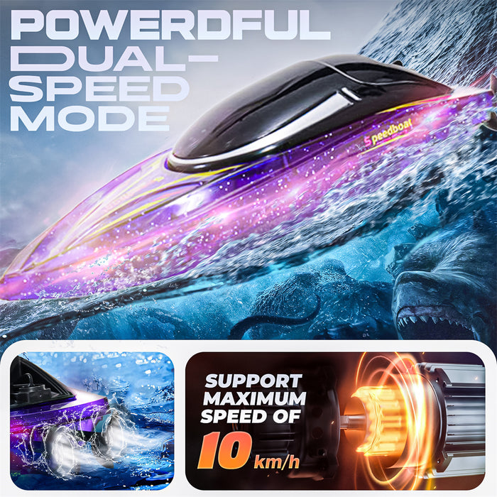 10 inch Remote Control Boat for Beginners with LED (10 KM/H)