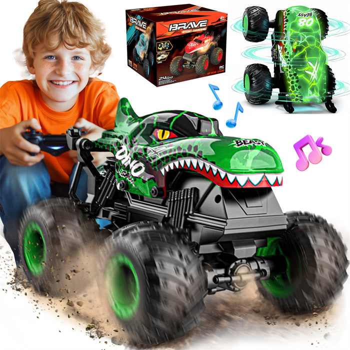 Bezgar Remote Control Dinosaur Car With Lights and Music