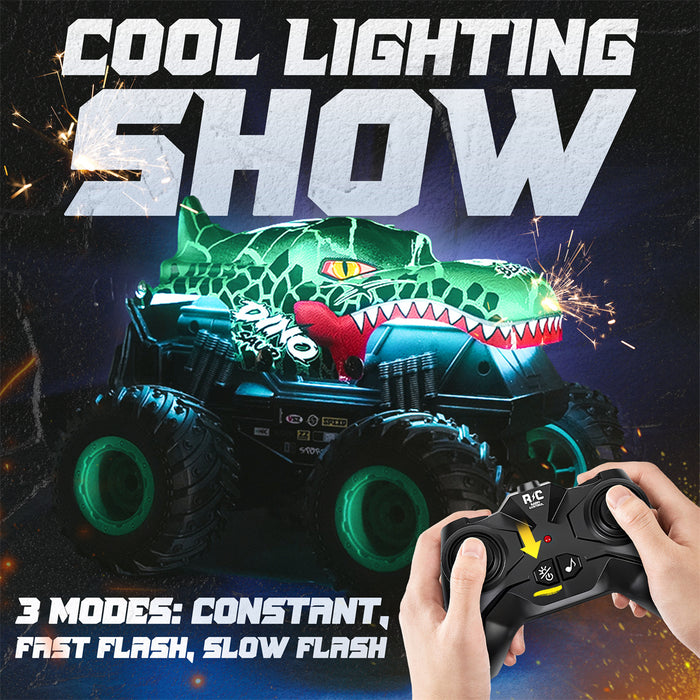 Bezgar Remote Control Dinosaur Car With Lights and Music