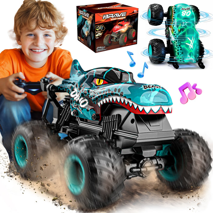 Bezgar Remote Control Dinosaur Car With Lights and Music