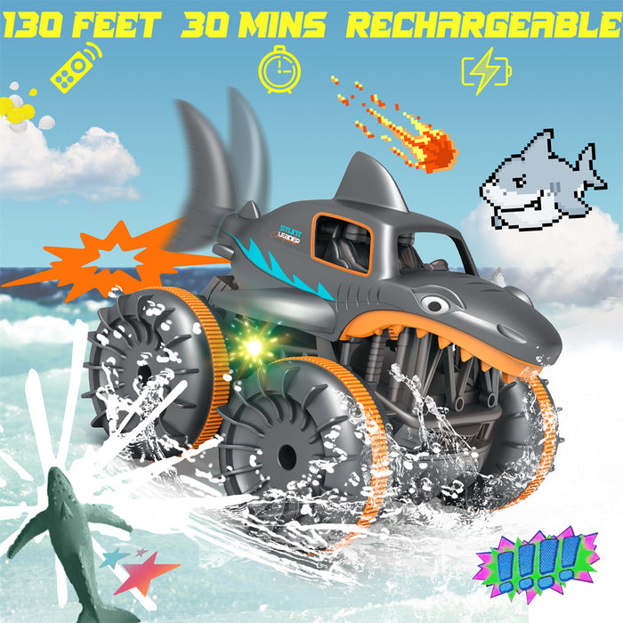 Bezgar Amphibious Shark Remote Control Car with Light