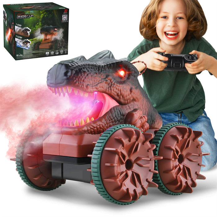 Bezgar Amphibious RC Dinosaur Car with Light & Spray Function