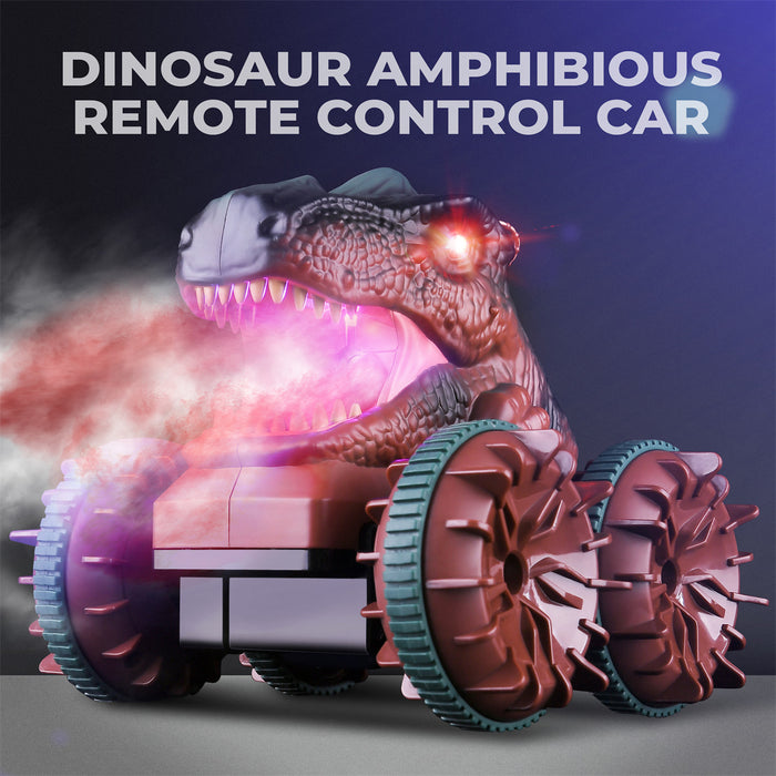 Bezgar Amphibious RC Dinosaur Car with Light & Spray Function