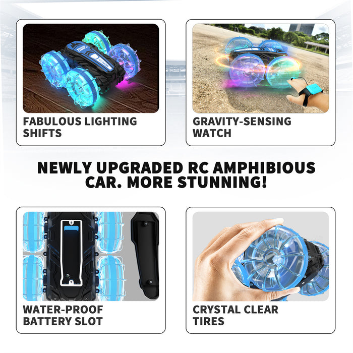 Amphibious Remote Control Car with Gesture Sensor, LED Lights