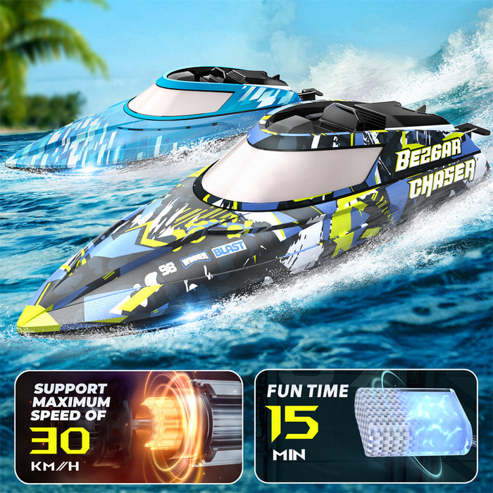 2 Packs RC Boat with A Portable Suitcase for Pools and Lakes