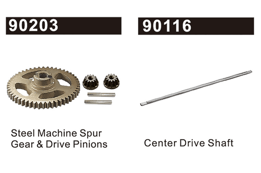 Center Drive Shaft+Steel Machine Spur Gear&Drive Pinions for HM124 - BEZGAR