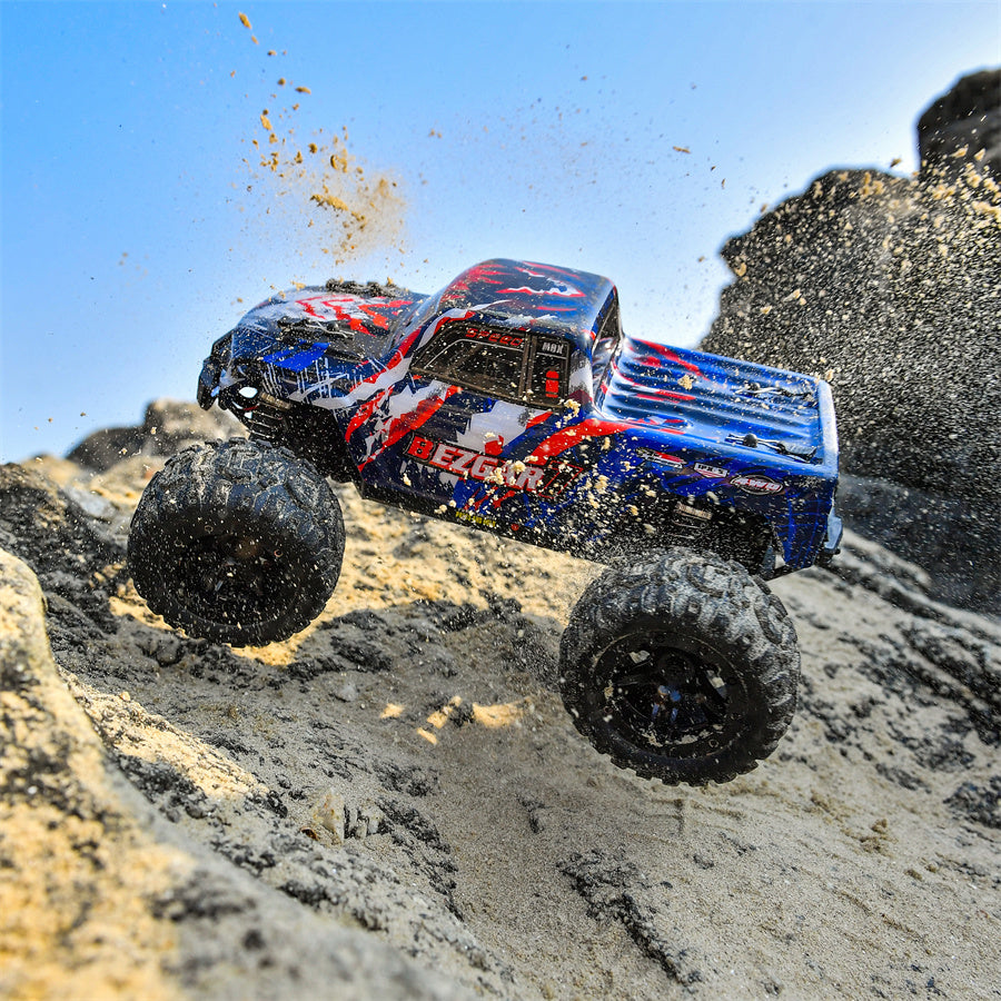 HM161 rc car running on rocks