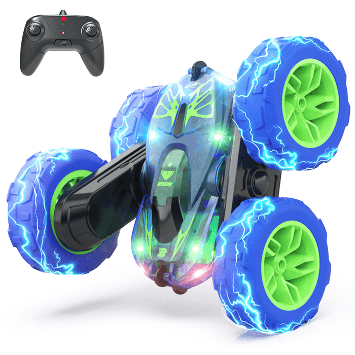 BEZGAR LED RC Stunt Car for Kids Double Side 360 Flips TD203