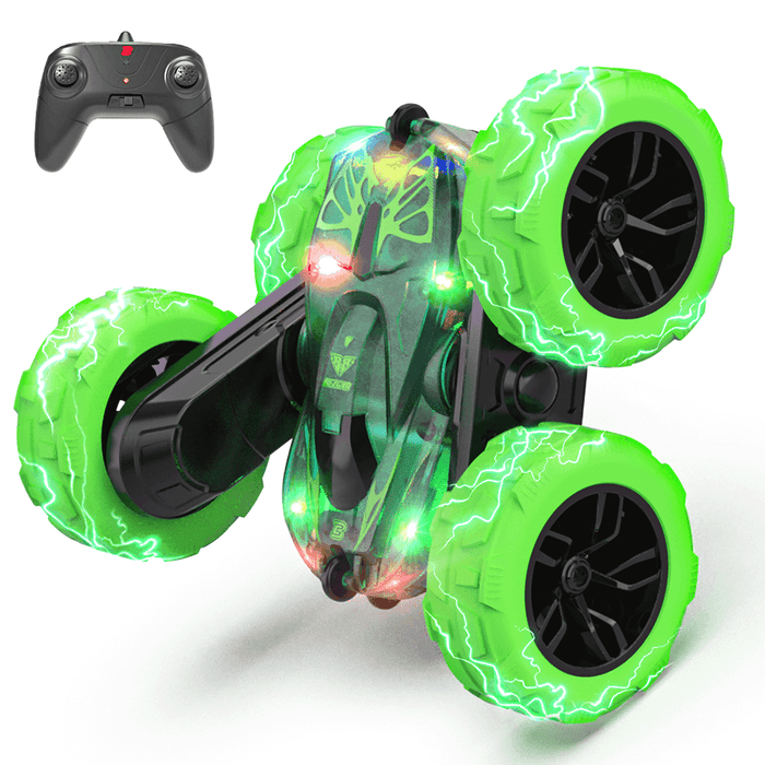 BEZGAR LED RC Stunt Car for Kids Double Side 360 Flips TD203